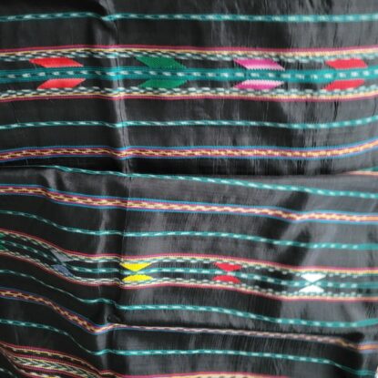 Black, Multi, Ikat Stripe Guatemalan Handwoven Fabric - Image 6