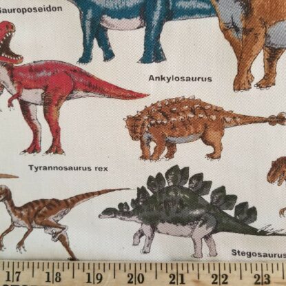 DINOSAURS w/ English Names on Japanese Cotton Soft Twill - Image 3