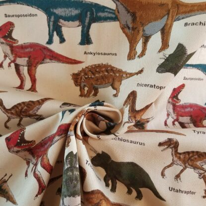 DINOSAURS w/ English Names on Japanese Cotton Soft Twill - Image 5