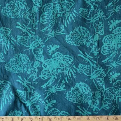 Dark Teal & Green Butterflies & Moths Batik Cotton - for Shirting/Quilting!