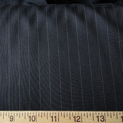 Midnight Black with Ivory Pinstripe Super 110s Italian Wool Suiting - Designer!
