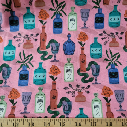 Potions, Poisons, Snakes, Plants - Pink Cotton for Quilting/Garments - Halloween - Image 3