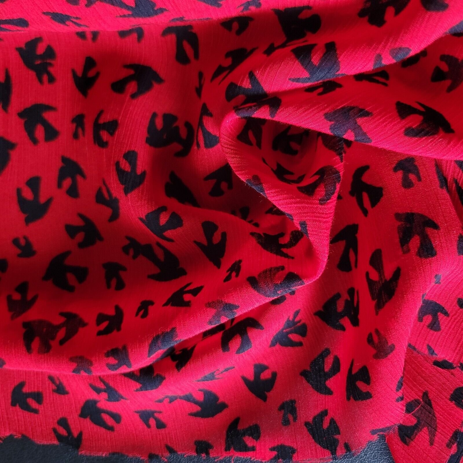 Crinkled Silk Chiffon - Red