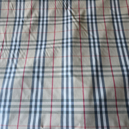 Smaller Burberry-Like Tan Plaid in Cotton-Blend Poplin Great for Shirting, etc.