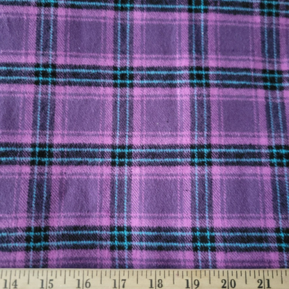 Warm Purple & Aqua Plaid Primo Cotton Flannel Shirting - So Cozy & Soft! - Image 4