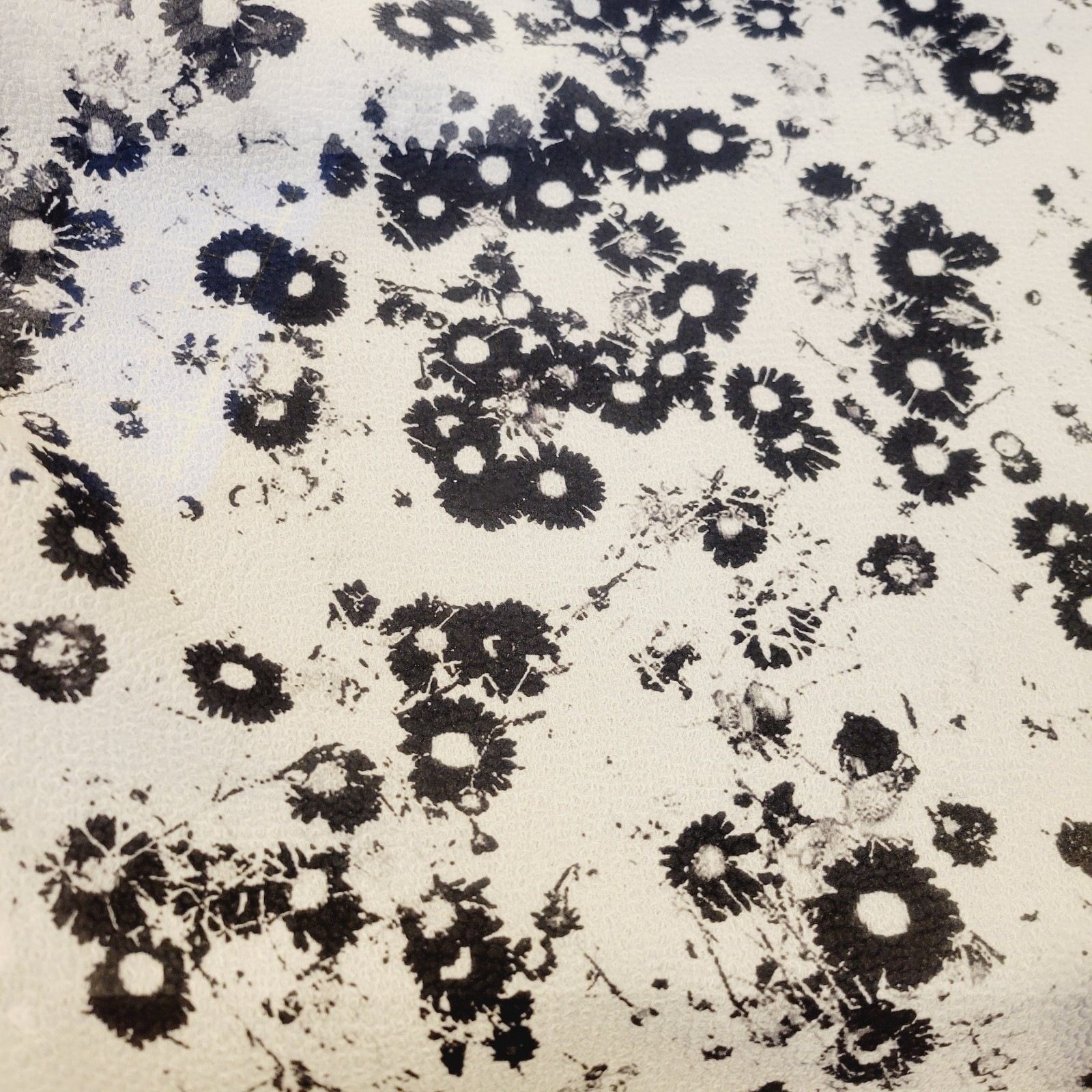 White w/ Black Daisy Textured Silk Organza - Italian - Monique Lhuillier! - Image 4