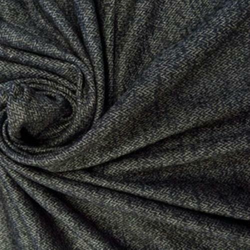 Black and Gray Heathered Herringbone Woolen Suiting