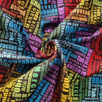 Colorful Rainbow Multilingual Thank You Print Cotton  - for Quilts, Shirts, etc - Image 3