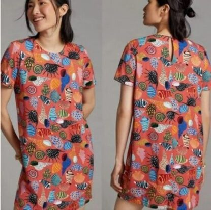 Colorful Seashells on Coral Rayon Twill - from Designer Corey Lynn Calter LAST 1 - Image 6
