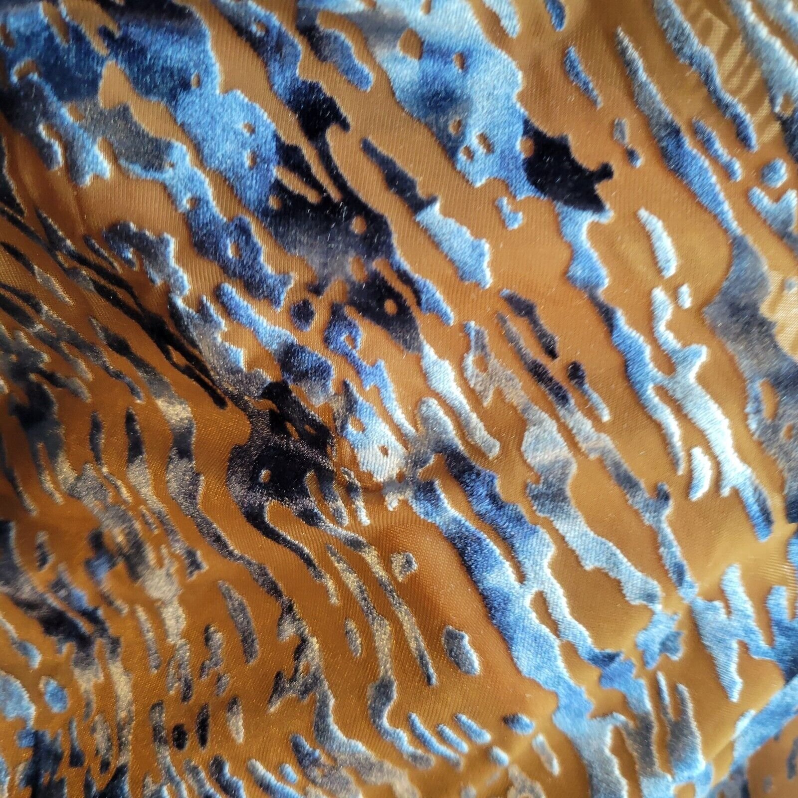 Blue Burnout Velvet Fabric Swatch