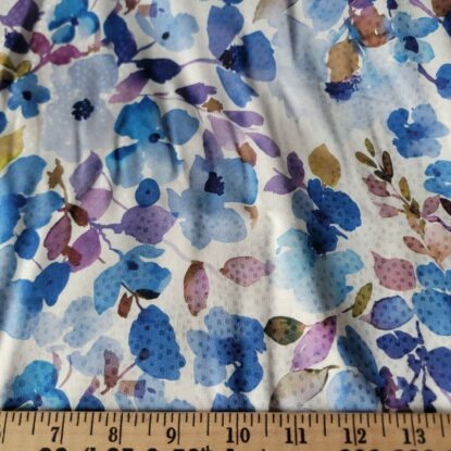 Watercolor Floral in Cool Blue/Purples on Dotted Satin - Soft, Luscious, Lovely - Image 4