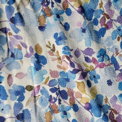 Watercolor Floral in Cool Blue/Purples on Dotted Satin - Soft, Luscious, Lovely - Image 5