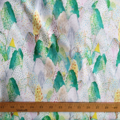 White Forest Hills/Trees with Color Flecks - Cotton Lawn from Japan - Image 3