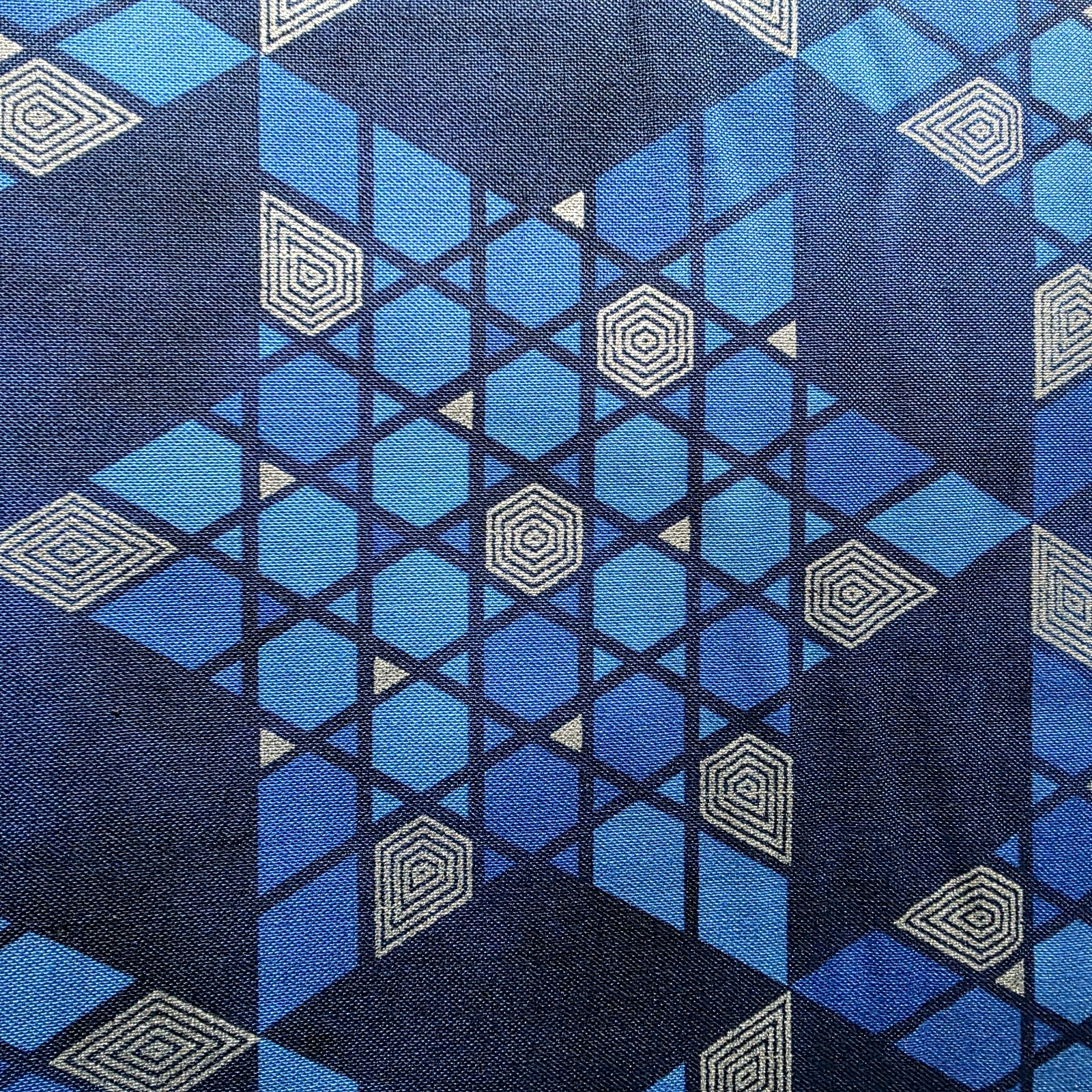 Blue & Silver 6-Pointed Star of David Geometric Cotton Print for Quilts/Shirts - Image 3