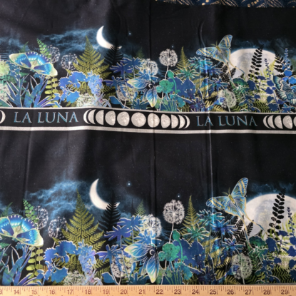 La Luna - Luna Moths/Ferns Running Stripe Border Print by Jason Yenter