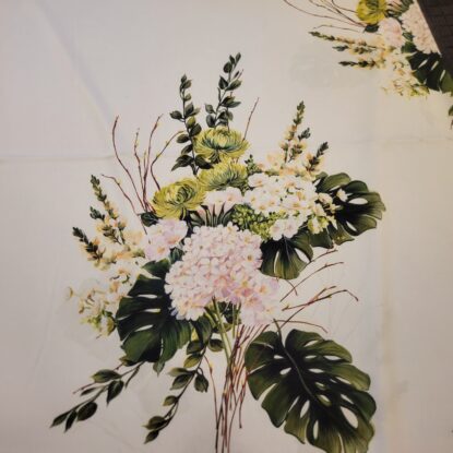 Monique Lhuillier! Ivory Silky Twill w/ Large-Scale Floral in Green/Pink - WOW!