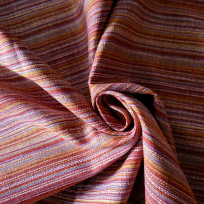 Red Cotton Shirting from Japan, w/ Fine Stripes of Colorful 'Weaving' - Image 5