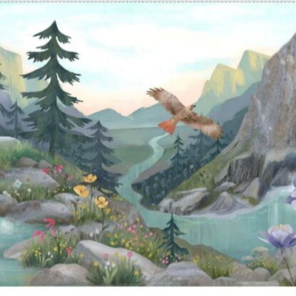 Serenity Mountains Panel Digital Print Cotton Fabric - Soft, Pretty!