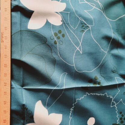 Teal w/ White Flowers, Silver Accents, Cotton-Linen Japanese Shirting, Nani-Iro - Image 5