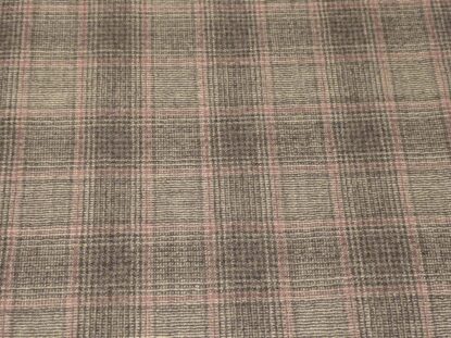 Very Fine Italian Pure Wool Suiting - Gray, White, Plaid with Pink-Red Stripe - Image 3