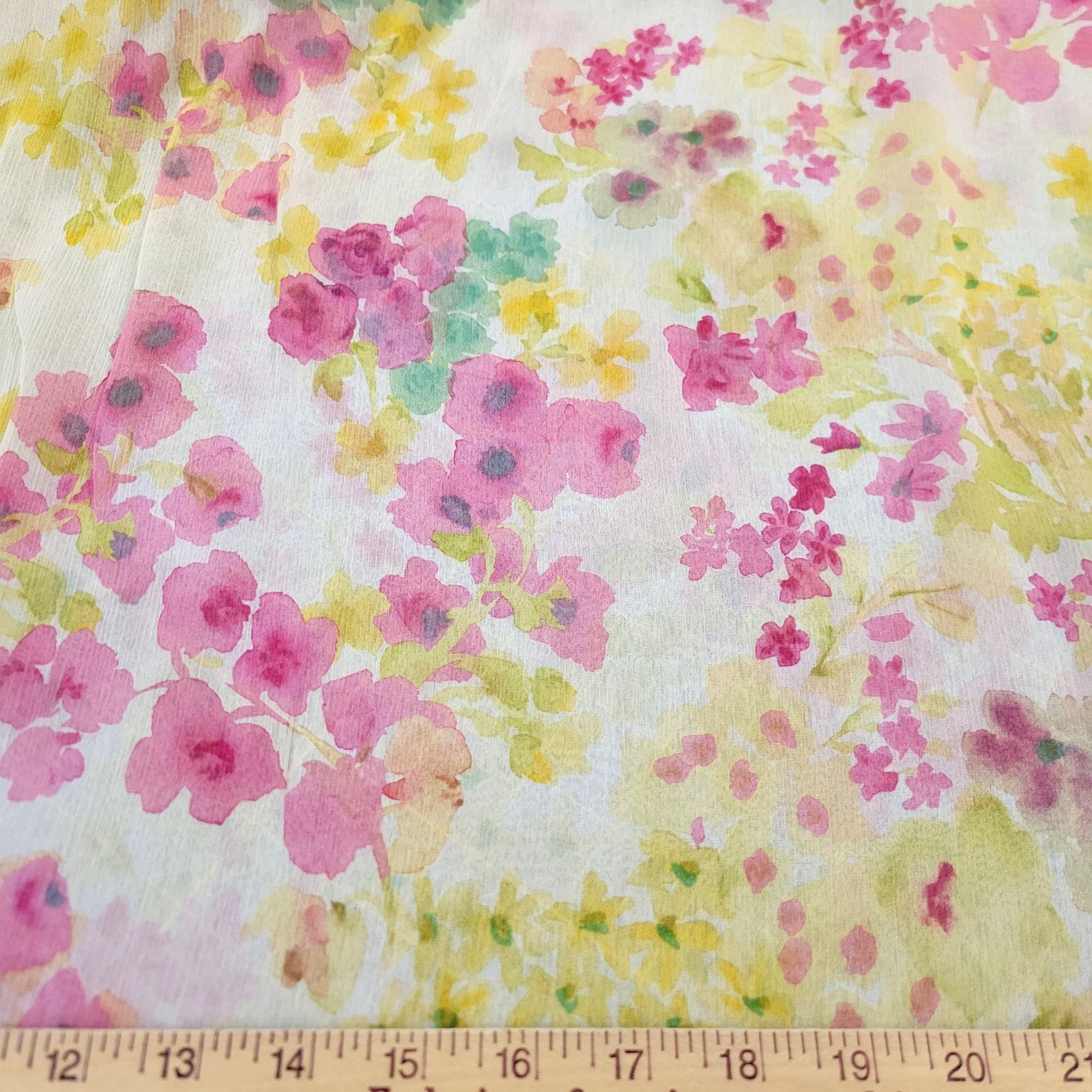 Colorful Crinkle Chiffon w/ Watercolor Spring Floral - Designer Overstock! - Image 3