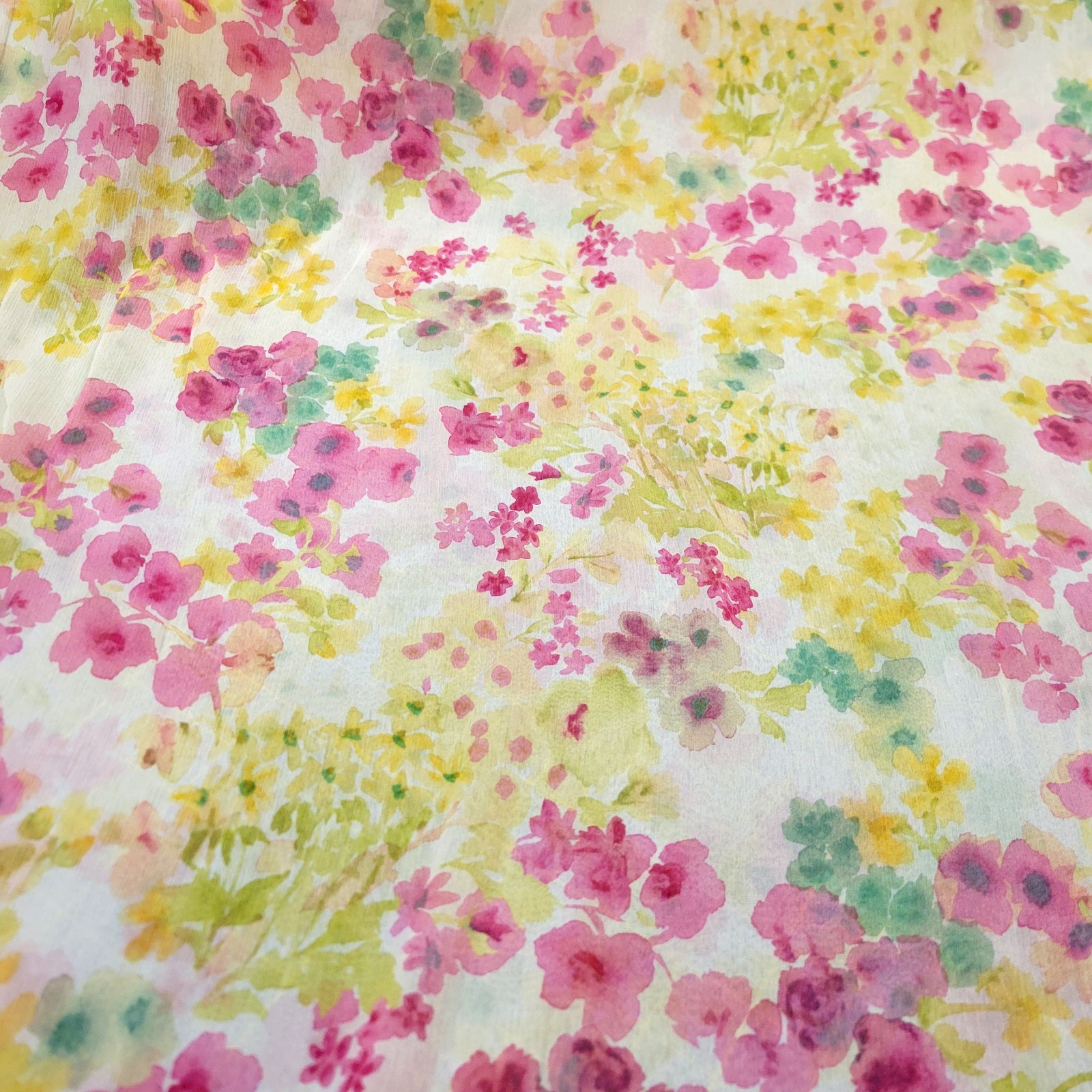 Colorful Crinkle Chiffon w/ Watercolor Spring Floral - Designer Overstock! - Image 4