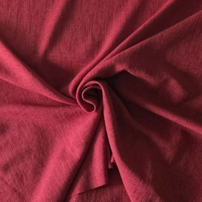 Cool Rose Red "Linen-Textured" Light Polyester Fabric For Garments