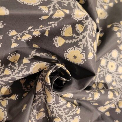 Gray Large Floral Laminated Cotton NOT 'Oilcloth', Soft, Eco-Friendly, Food-Safe - Image 4