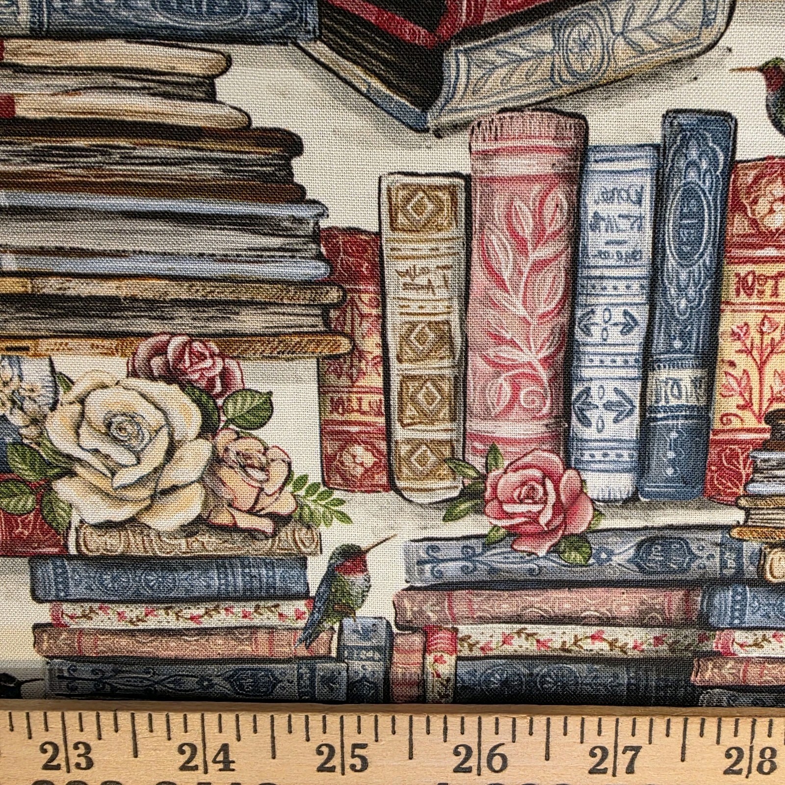 "Prose & Poetry" from 'Tea & Poetry' Books & Roses Cotton Shirting from Camelot - Image 3