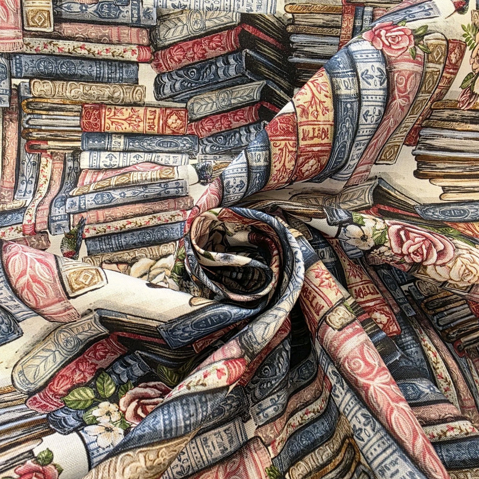 "Prose & Poetry" from 'Tea & Poetry' Books & Roses Cotton Shirting from Camelot - Image 4