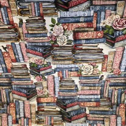 "Prose & Poetry" from 'Tea & Poetry' Books & Roses Cotton Shirting from Camelot