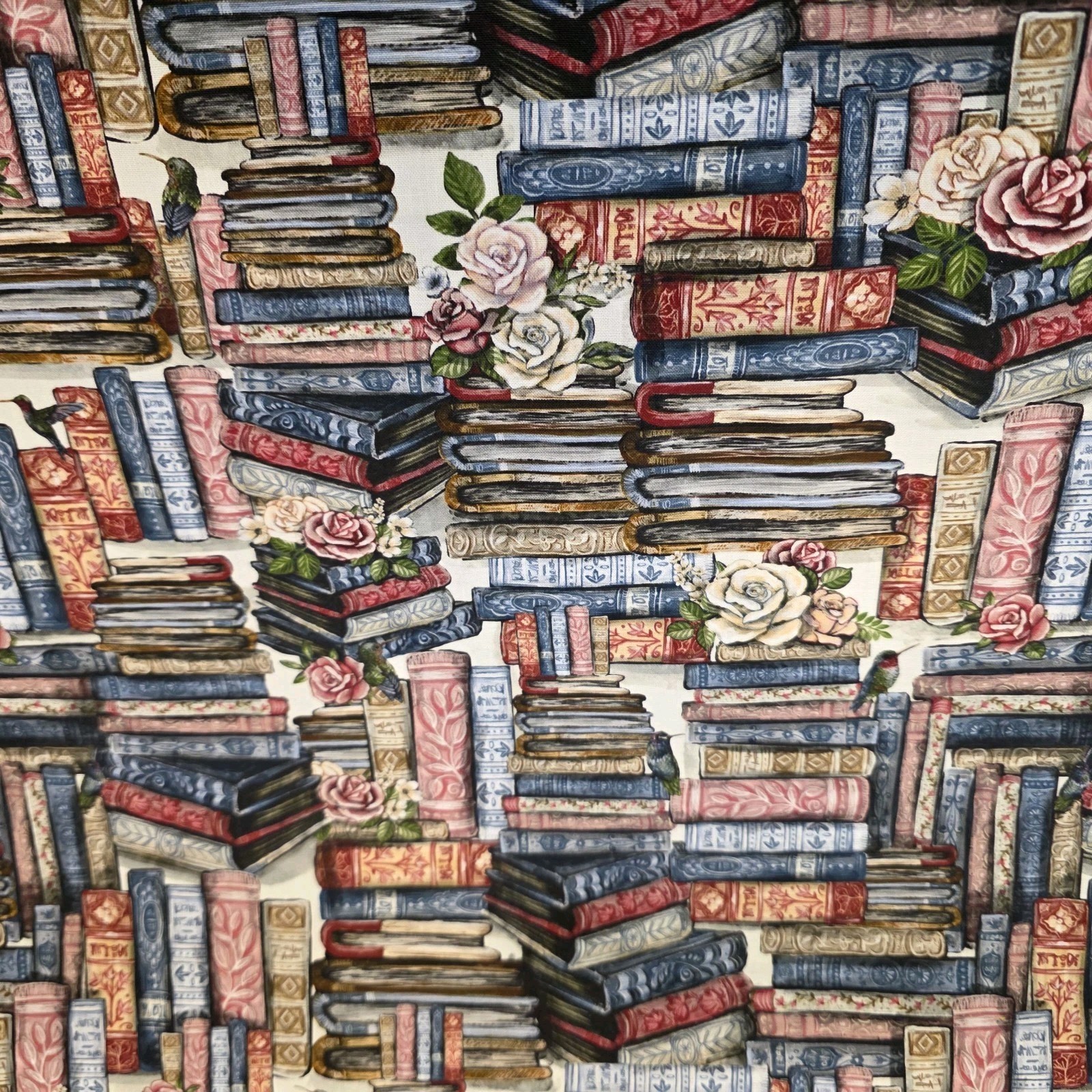 "Prose & Poetry" from 'Tea & Poetry' Books & Roses Cotton Shirting from Camelot