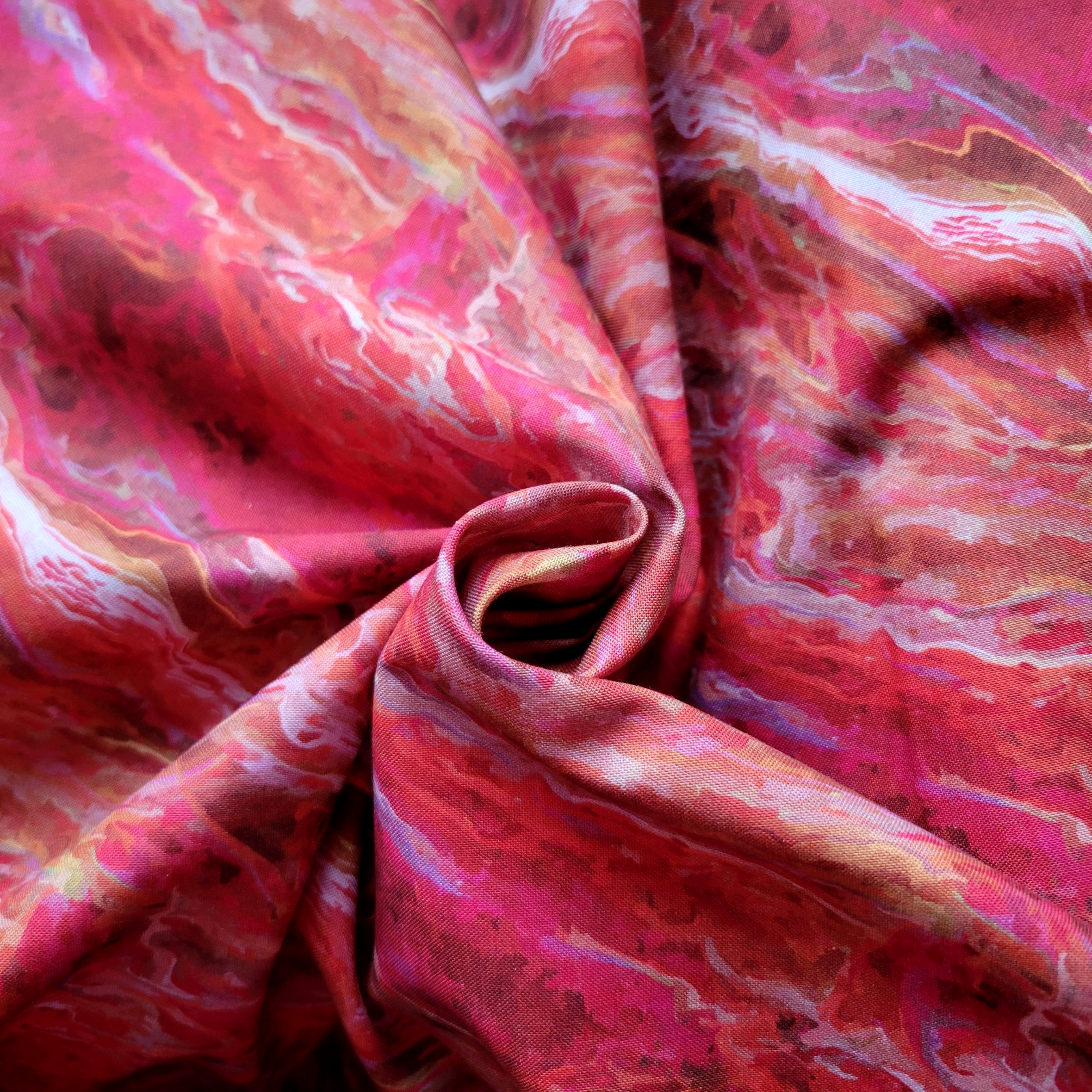 Red Tempest Marbled Cotton Shirting from Windham - Bold, Vivid, Bright - Image 4