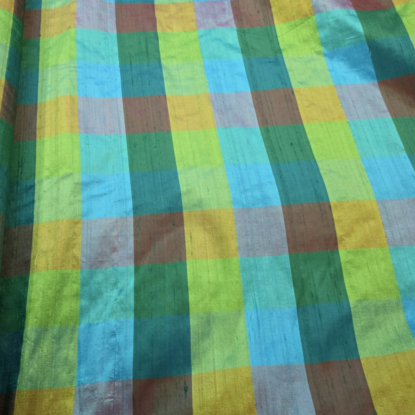 Blue/Green/Yellow/Red Purple Jewel-Tone Plaid Check Silk Dupioni!! Gorgeous!
