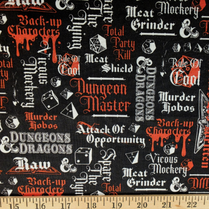 Dungeons & Dragons Words Cotton Shirting from Camelot