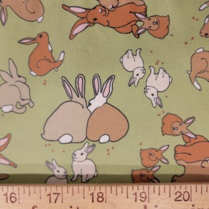 Green Bunnies Laminated Cotton NOT 'Oilcloth', Soft, Eco-Friendly, Food-Safe - Image 3