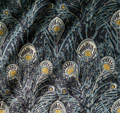 Liberty of London Tana Cotton Lawn - "Queen Hera" Peacock Feathers w/ Gold Dots - Image 3