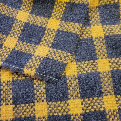 Mustard Yellow & Dark Gray Wool Check Heavy Suiting - GREAT SELVEDGE FOR TRIM! - Image 3