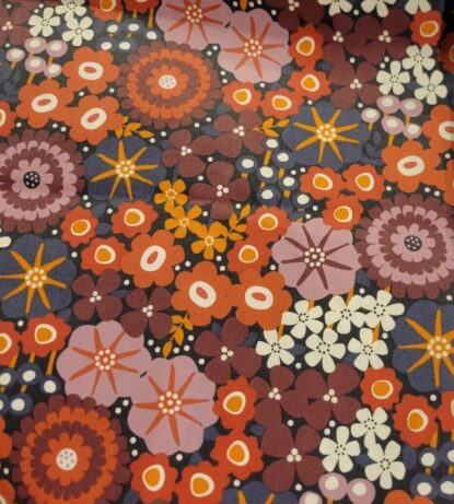 Red Floral Laminated Cotton NOT 'Oilcloth', Soft, Eco-Friendly, Food-Safe