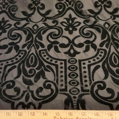 Black on Black Velveteen Devore Burnout w/ Rococo Pattern - Image 4