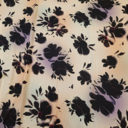 DESIGNER! Blurred Shadow Floral in Black on Pink/Mauve/Violet Ground Soft Sateen