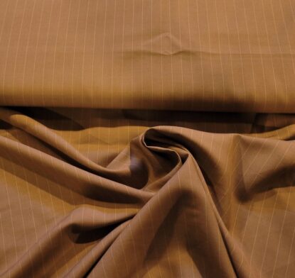 Dark Tan with White Stripes Wool Suiting - Lovely!