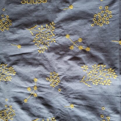 Fine Soft Gray Cotton-Linen Lawn w/ Embroidered Yellow Flowers - Echino, Japan