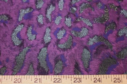 Magenta, Purple, Silver, Feathered Satin Jacquard Damask -For Ties, Vests, etc. - Image 3