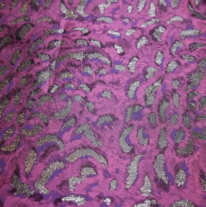 Magenta, Purple, Silver, Feathered Satin Jacquard Damask -For Ties, Vests, etc.