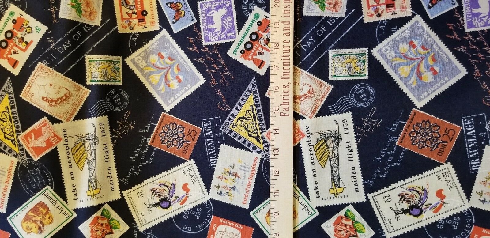Navy Duck Cloth from Japan with Foreign International Stamps - Weekender  Totes! - Beautiful Textiles