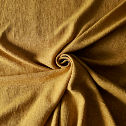 Rich Goldenrod Yellow "Linen-Textured" Light Polyester Fabric For Garments