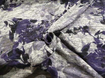 Soft Gray Cozy Knit with Purple Leafy Print - Comfortable, Perfect for Tees! - Image 4