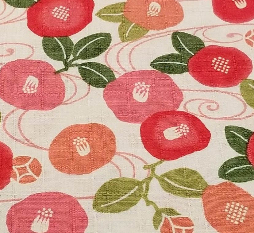 Darling Round Flowers on White Japanese Cotton Dobby in Pink & Coral - LAST ONE! - Image 3