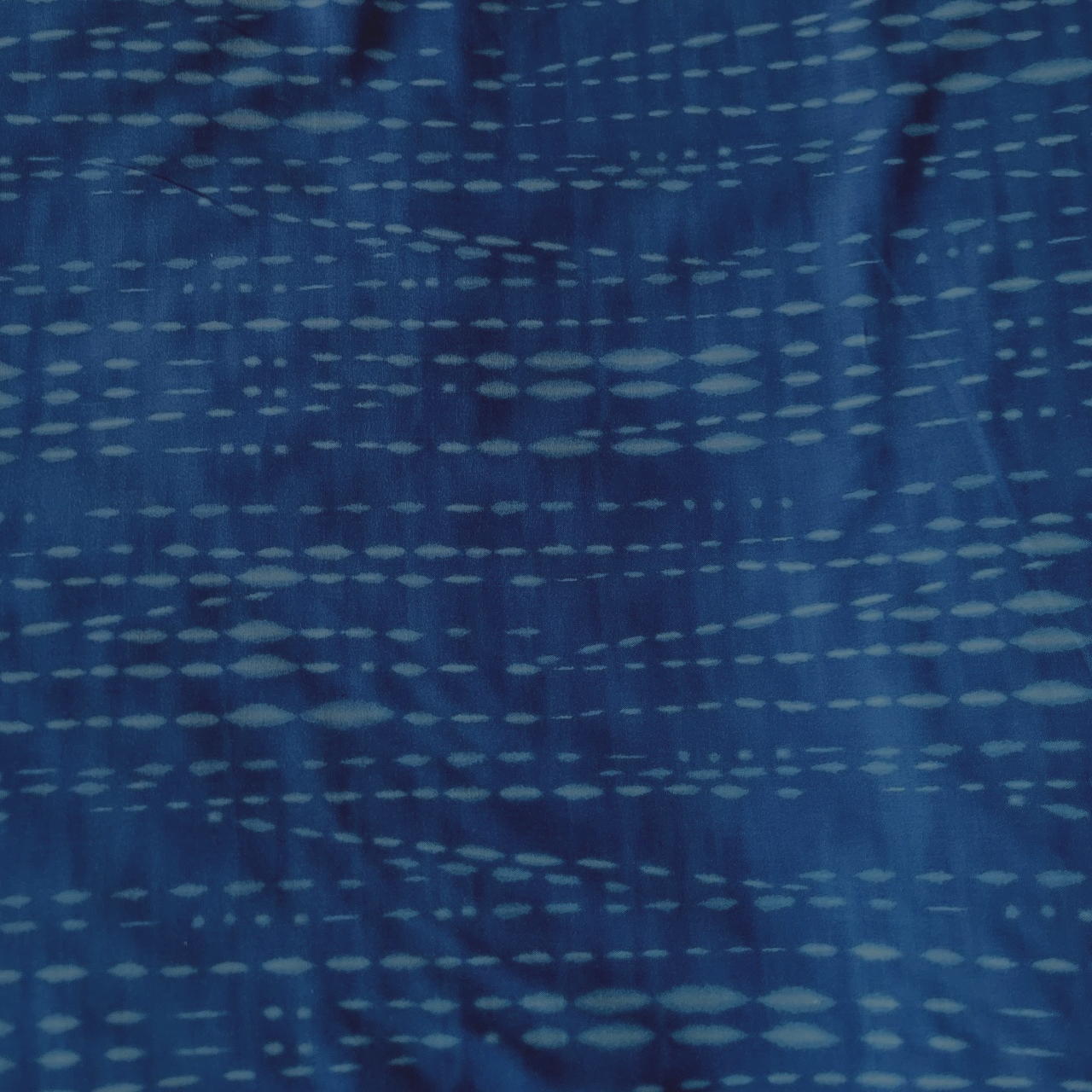 Indigo Blue Dotted Lengthwise Stripe PRINTED Cotton Shirting from Japan